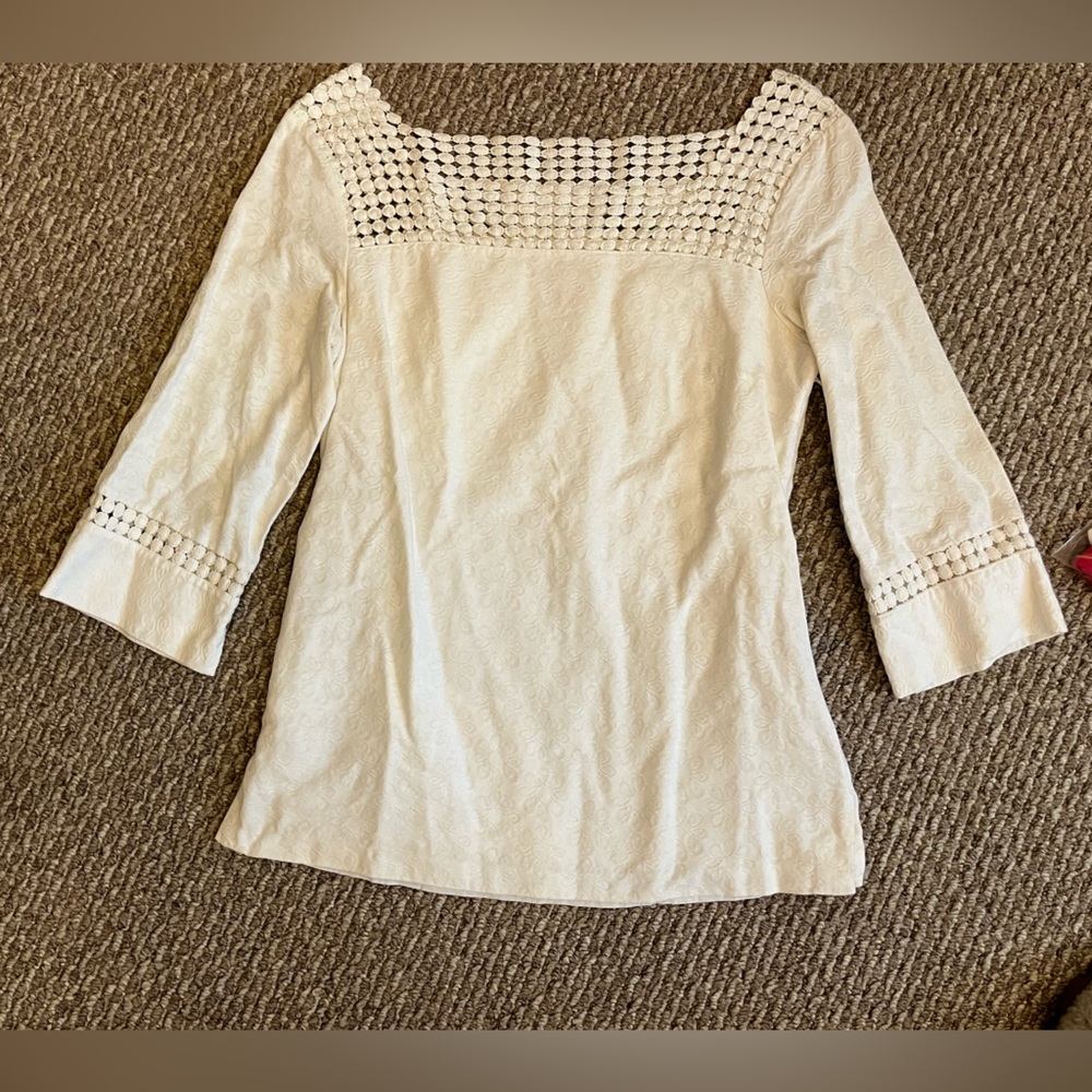 Vintage Lilly Pulitzer 3/4 Sleeve Tunic with Crochet Detail